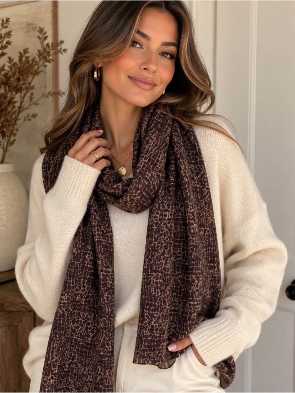 Autumn Cashmere Pebbled 100% Cashmere Featherweight Wrap Scarf